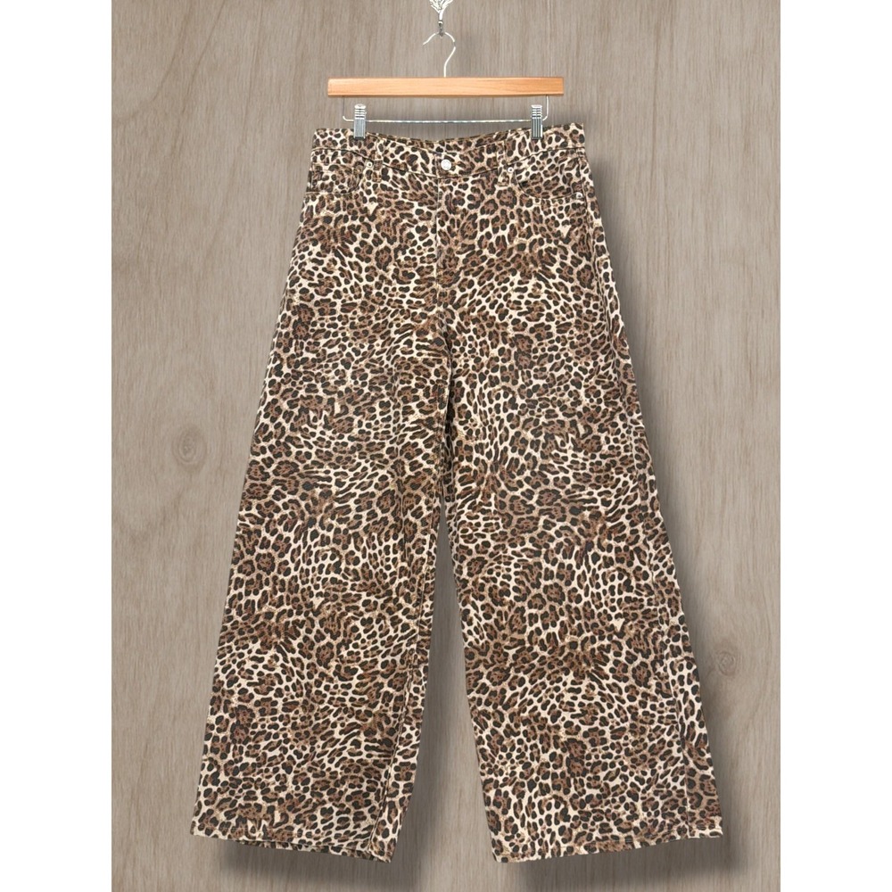 Gap Baggy Mid Rise Leopard Animal Print Wide Leg Pants Size 29/8R